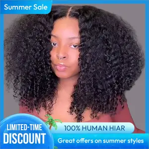 Asteria Hair Curly 7x4 Pre Cut Ready to Go Glueless Wig Pre Bleached Lace Closure Wig Human Hair Natural Hairline #Summervibes