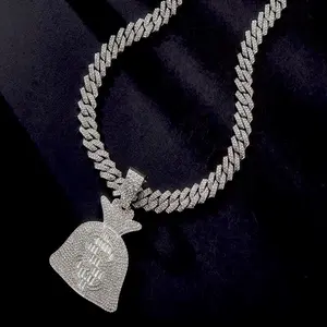 Cadena Cubana Iced Out con Dije Money Bag  | Estilo Urbano Premium