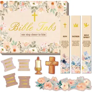 Tabs Set with  Foil Embossing, Large Print 66 + 10 Customable,  Study Supplies with 32 Decorative Stickers, 3 Bookmarks, 1 Reading