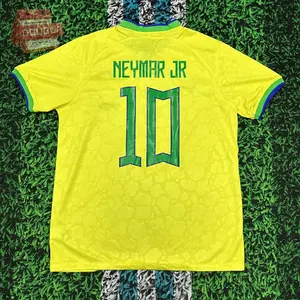 2022 Brazil Home Away Yellow Short Sleeve 10 Neymar Soccer  Jersey