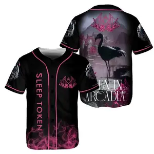 Sleep Token Flamigo Even in Arcadia Jersey, Rock Band Merch, Sleep Token Merch, Unisex Cotton Spandex Shirt, Unique Streetwear Button-Up Summer Outfit for Men and Women