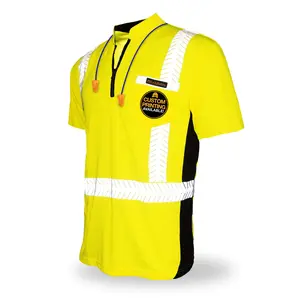KwikSafety ENGINEER Safety Shirt (Y-NECK ZIPPER) Class 2 Short Sleeve Menswear ANSI OSHA Compliant Hi Vis Reflective - Model No.: KS4408