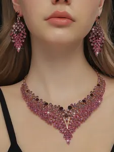 Vintage Water Drop Necklace Earrings Jewelry Set for Women, Casual Style, Perfect for Parties Weddings Holidays