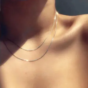 Stainless Steel Herringbone Necklaces, 0.9/1.5/2mm Thin Round Snake Chains, Golden Color Unisex Jewelry, Anniversary Gift tarnish proof all-match copper wire