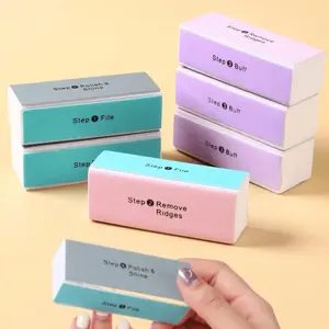 4-sided Polishing Blocks Nail File Set, 5pcs/set Professional Smooth Gentle Nail Files & Buffing Sponges for Salon Use, Essential Manicure Tools, Basic Nail Tools, Nail Care, Manicure Kit