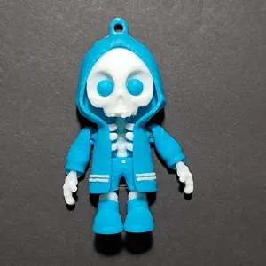 3D Printed Hooded Bone Flexi Keychain or Ornament in High-Quality PLA Plastic with Fun Hooded Design for Quirky Individuals
