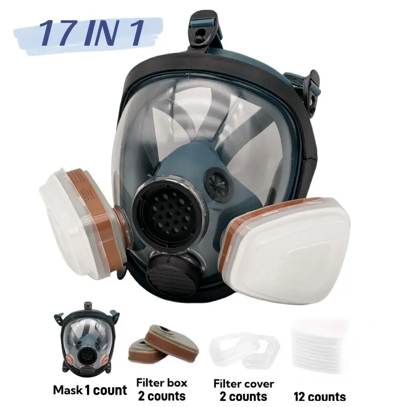 Reusable Anti-Fog Toxic Dust Mask, Protective Mask, Comfortable Silicone Full Face Mask with Filter, Gas Protection, Chemical Handling, Ideal for Painting, Woodworking, DIY