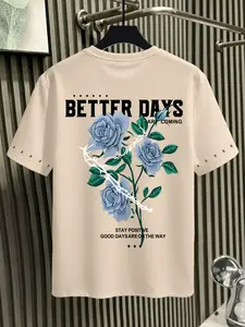 Stainless Steel Rose Thorns Motivational Quote T-Shirt, High Street Unique Design, Loose Fit, Summer Streetwear, Unisex Fashion Top