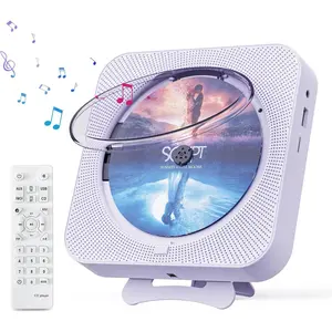 Portable CD Player with  Desktop CD Player for Home CD Music Players with Remote Control,Timer,Built-in Dual Speakers with LED Display Home Audio Boombox FM Radio (Purple)