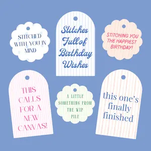 Needlepoint Gift Tags Set of 6 | Funny Stitching Gift Tags | Needlepoint Gift Wrap | Gift Tags for Needlepoint Lovers