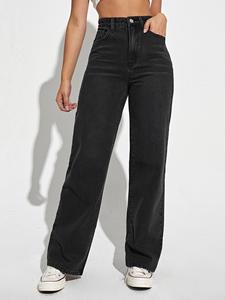 women's high waist straight leg jeans, fashion casual denim trousers for daily outdoor wear, ladies bottoms for all seasons