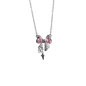 Pink Bow Pendant Necklace