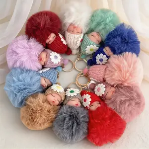 10-Piece Plush Sleeping Doll Keychains Set Pink Fluffy Mannequin Heads for Christmas Valentine's Day Halloween Mother's Day Cute Luminous Mini Cartoon Dragon Figurines Perfect Desk Decor Festive Gifts Whimsical Design