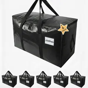 Extra Large Storage Bags with Zipper, Water Resistant Packing Bags, Heavy Duty Moving Totes,Black Moving Bags, Large Strong Bags,Heavy Duty Storage Tote,Heavy Duty Storage Tote,Packing Totes with Double Zipper & Strong Handles