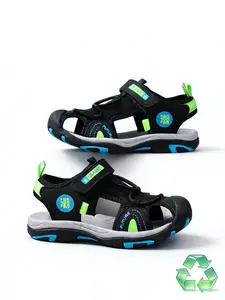 Sport Sandals, Boys' Casual Beach Shoes, Breathable Comfort Slip-Ons, Textile Upper, Rubber Sole, Less Than Ankle Height