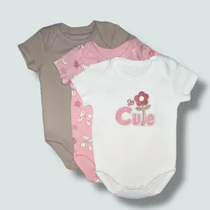 Girls 3 Pack Short Sleeve Bodysuit - So Cute