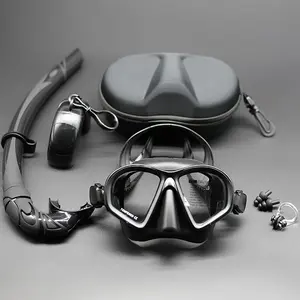 Professional Wet Low Volume Freediving Mask - Anti-Leak, Tempered Glass, Free Dive Mask - Diving, Freediving, Spearfishing - with Go-Pro Camera Mount and J-Type Snorkel