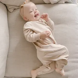 günamüna Baby Jumpsuit with DIAPER-ZiP Bamboo Rayon Fleece - Blush