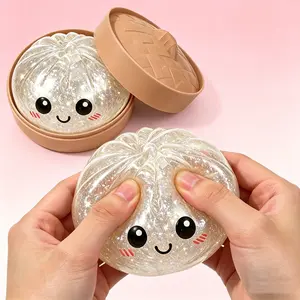 Giant Glitter Dumpling Squishy with Steamer Soft Cute Relief Squeeze Fidget Toys Party Whimsical Gifts for Adults & Kids