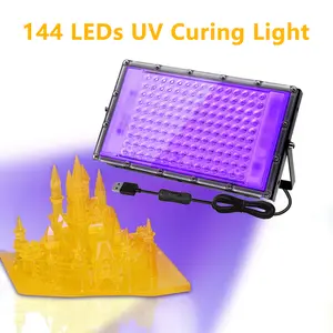 5V UV LED Curing Light for 3D Printing, 395-400nm 144LEDs UV Resin Curing Lamp with 1.5M USB Power cord, Energy-Saving & Fast Curing for Photosensitive Resin/DIY Enclosures/3D Print