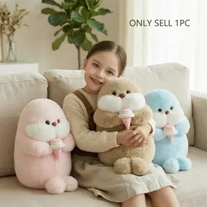 Ice Cream Seal Plush Toy, Cartoon Ocean Animal Decoration, Educational Soft Stuffed Animal, Kids Room Decor, Birthday Gift