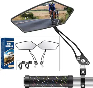 Mirror 1 Pair, [ Version] HD Wide Angle Large Handlebar Rearview Mirror, Blast-Resistant 360Adjustable Bicycle Rear View Mirror Accessories for Ebike Mountain Road