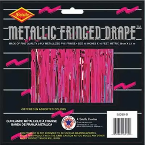 DDI 1907768 2-Ply FR Metallic Fringe Drape - Cerise Case of 6