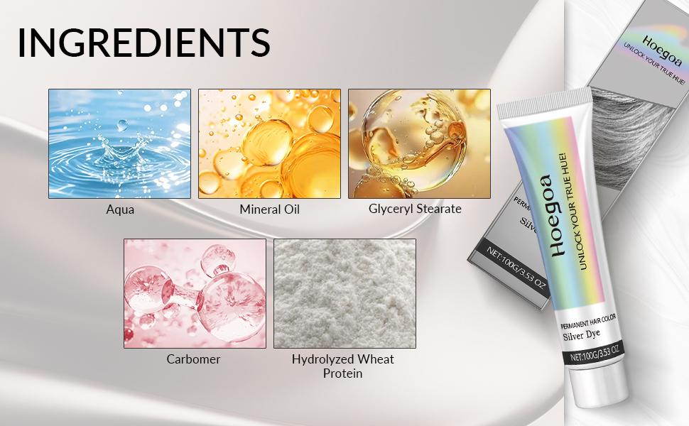 Silver Gray Hair Color Cream Smooth Shiny Hair Dye Long Lasting Gentle Formula Easy Use Voluminous Hair Look Hair Color Product