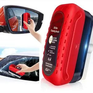 Windshield Cleaner Tool - Automotive Oil Film Cleaning Brush With Reusable Foam Sprayer, Versatile Glass Cleaning Board For Car Glass, 120ml Capacity