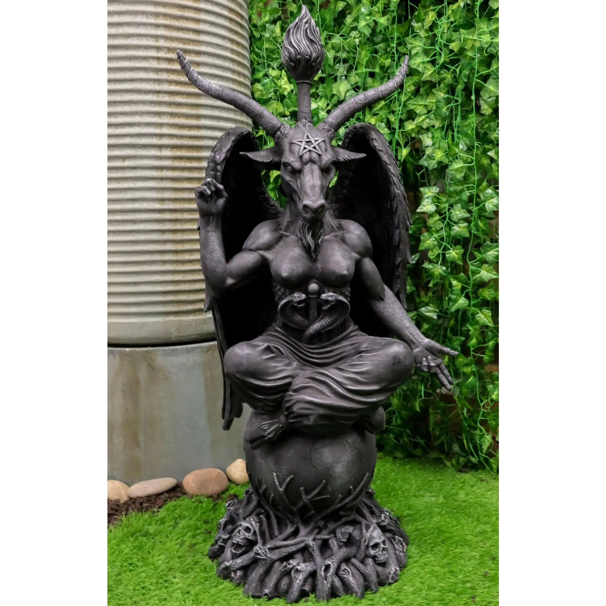 Faux Stone 3 Feet Oversized Sabbatic Goat Baphomet Statue