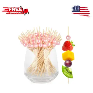 200PCS Cocktail Picks, Pink Pearl Decorative Toothpicks