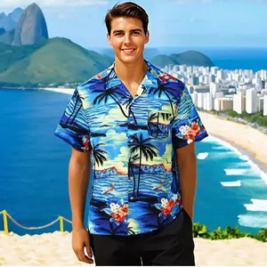 DOKKIA Aloha Hawaiian Shirt Tropical Summer Short Sleeve Casual Beach Luau Party Vacation Floral Palm Tree Tops Menswear Streetwear
