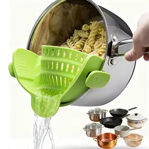 Gizmo Snap N' Strain Clip On Strainer for Pots and Pans - Collapsible Silicone Pasta Strainer and Kitchen Gadget for Cooking - Easy to Use, Heat Resistant and Space Saving Colander