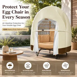 Patio Egg Chair Cover Double Wicker Egg Chair Covers for Outdoor Furniture Egg Swing Loveseat Cover Waterproof 420D Patio Chair Cover 91x80 inches