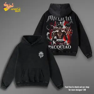 Retro BOXING MANY PACQUIAO Oversize WBC Washed Tee, Fighter Graphic T-Shirt, Perfect Gift for Sports Fans men Fabric Menswear 90s
