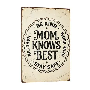 "Mom Knows Best" Aluminium Metal Tin Sign, 8x12 in (20×30cm) - Vintage Family Wall Decor, Inspirational Mom Quote Plaque