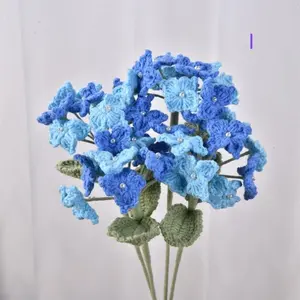 4/6Pack Crochet Flower For Desk Ornament,Knitted Lily of the Valley Chrysanthemum Hydrangea Bouquet For Mom Friend,Chritsmas Gifts