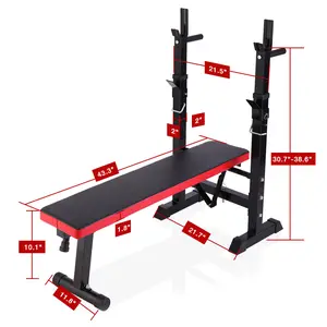Adjustable Folding Multifunctional Workout Station, Adjustable Workout Bench with Squat Rack, Multi-Function Barbell Rack for Weight Lifting and Home Gym Fitness Workout Portable Squat Bench Press