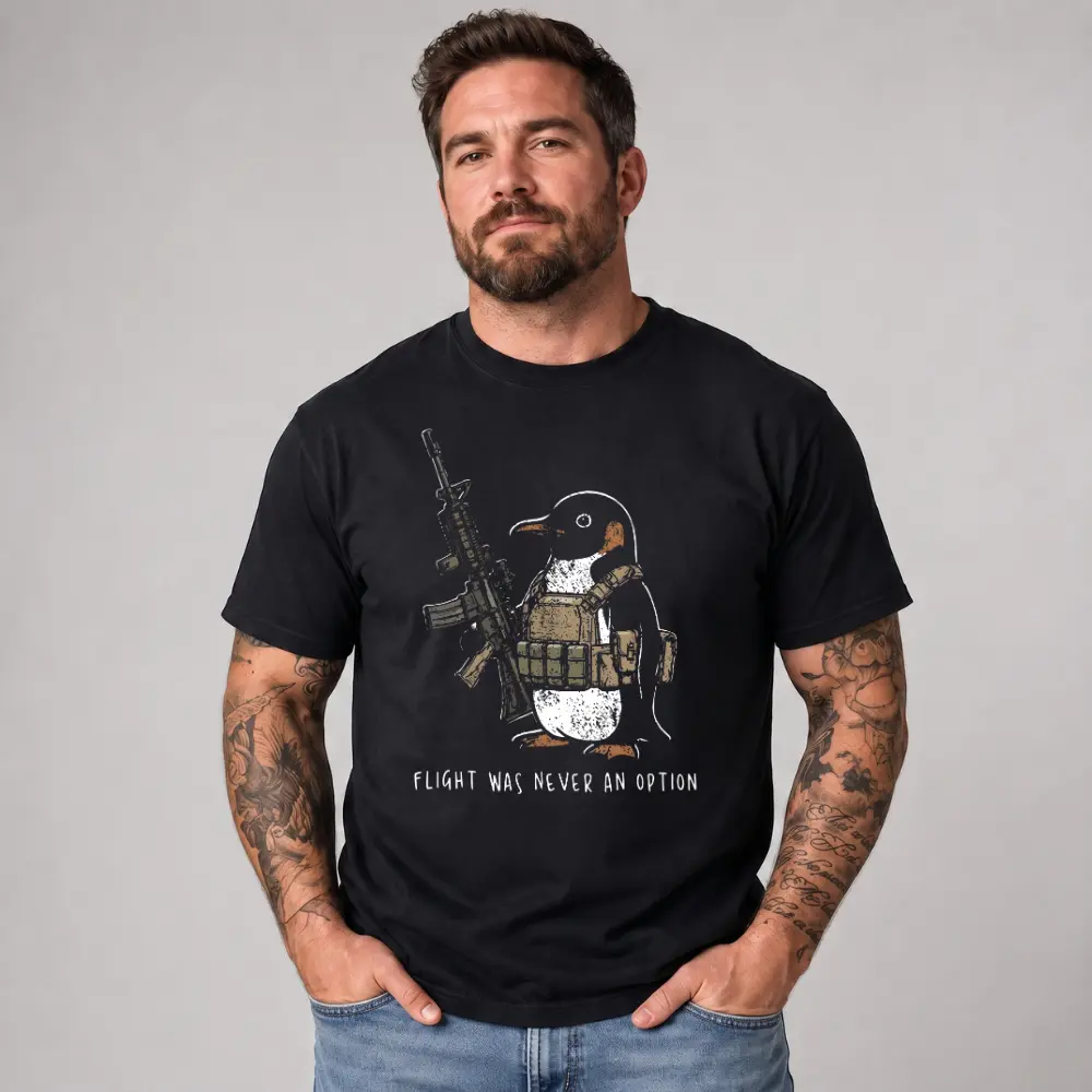 Flight Was Never An Option T-Shirt, Tactical Penguin Tee