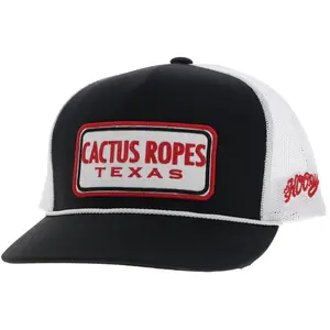 Hooey Cactus Ropes Black & White w/ Red Trucker Snapback Hat CR090