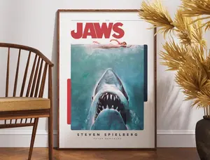 Jaws Movie Poster: Retro Film Print, Minimalist Wall Art
