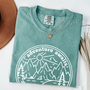 Comfort Colors Adventure Awaits Shirt, Adventure, Mountain Shirt, Hiking, Camping Shirt