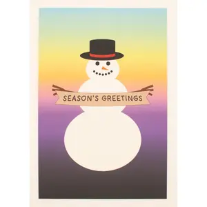 "Season's Greetings" - Snowman - Holiday Flat Card - Postcard-Style Christmas Card with Envelope