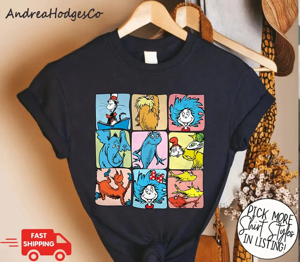 Personalized Dr. Seuss Shirt, Read Across America Cartoon Characters Sweatshirt, Read Across America Shirt, Cat in the Hat Merch Shirt, Dr.suess Book T-Shirt, Book Lover Shirt, You Will Go Shirt, Love Reading Shirt, Gift for Him, Gift for Her ZXMT