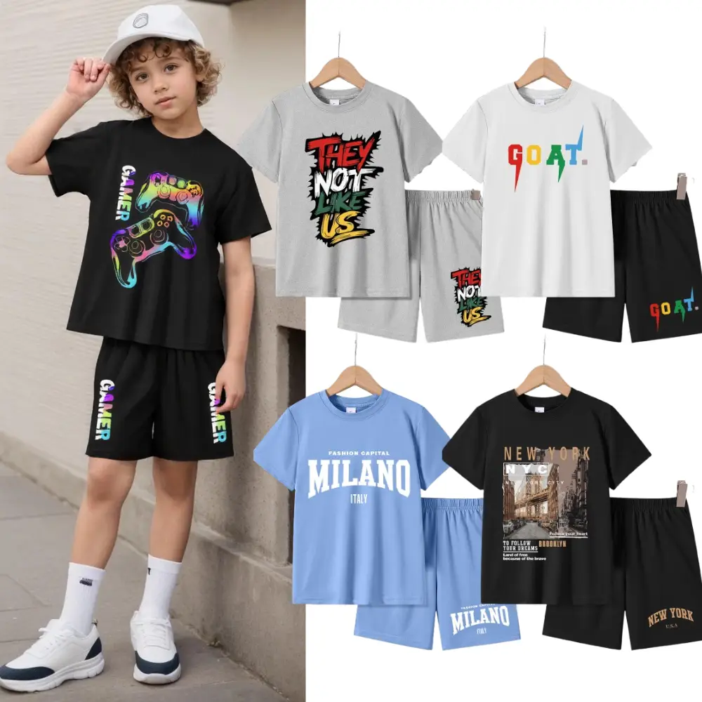 Boy Video Game T-Shirt Summer Casual Video Game Printed T-Shirt And Shorts Set Tween Boys' Short Sleeves For Outdoorfun