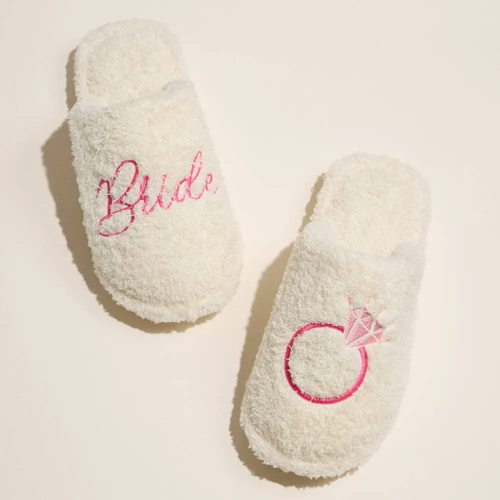 Bride and Ring Fuzzy Terry Slippers:  M/L