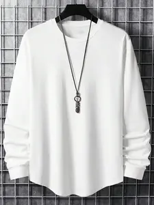 Sumwon Essential Long Sleeve Crewneck Cotton T-Shirt, Casual Comfortable Daily Wear, Stylish Wardrobe Staple, Perfect Fit for Everyday Use