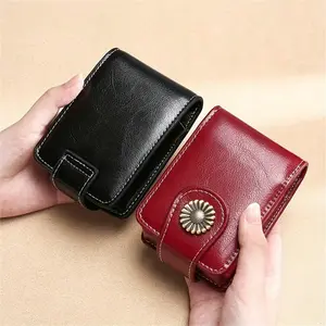 Mini Makeup Bag with Mirror, Elegant Faux Leather Lipstick Case, Portable Cosmetic Pouch with Snap Closure, Travel Accessories, Handheld Makeup Bag, Makeup Storage Bag, Makeup Organizer