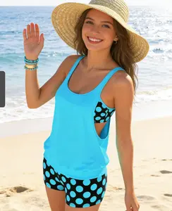 2026 New Women's Swimsuit Hide Apron Belly Snatch Your Waist,Plus Size Tankini with back adjustable gingham mesh woman cutout suit fashion two-piece u-wire front top floral school halter crop solid color one-piece swimsuit Panel print