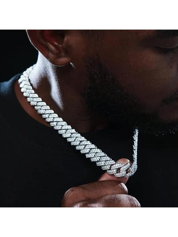 Cuban Link Chain for Men Women,Diamond Necklaces,Iced Out Chain,Hip Hop Jewelry,Thick Silver Chain,Gold Chain,Diamond Bracelet